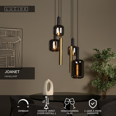 Lucide JOANET - Hanglamp - Ø 65 cm - 4xE27 - Messing